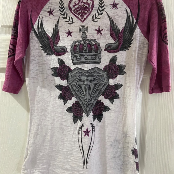 Sinful  Sage baby Button Burnout Rinestone Raglan Henley - Picture 4 of 6